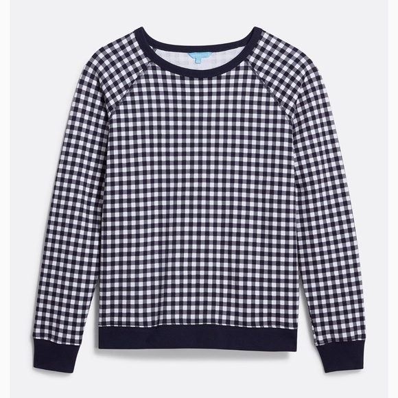 Draper James Natalie Sweatshirt Top in Blue Navy Gingham Small - Picture 8 of 16